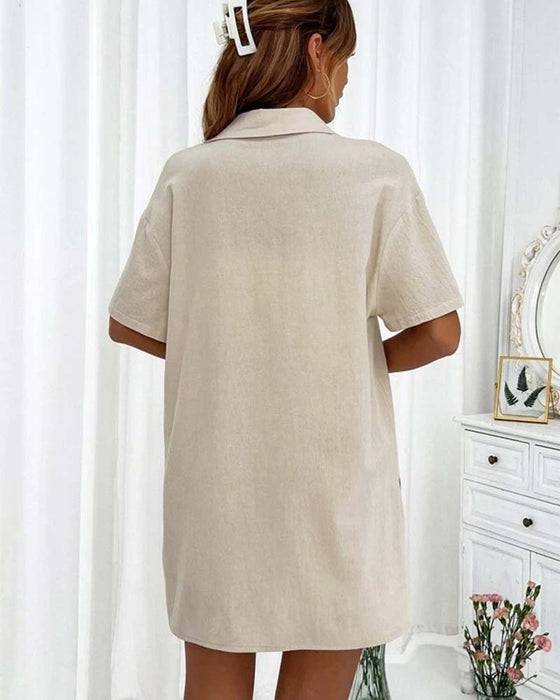 Casual skjorta och shorts set med enfärgad