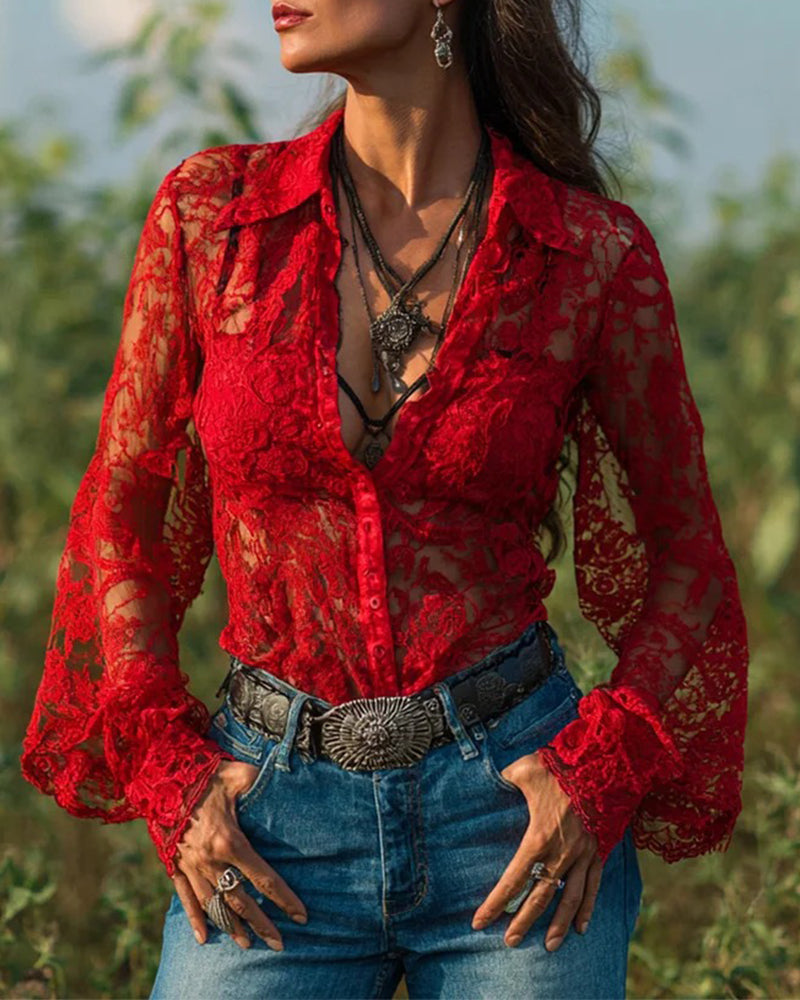 Krage Skjorta I Enfärgad Design Med Långa Ärmar