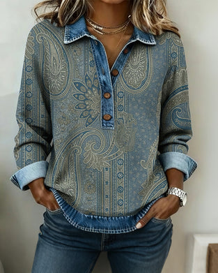 Luvtröja Färgblockad Knappkrage