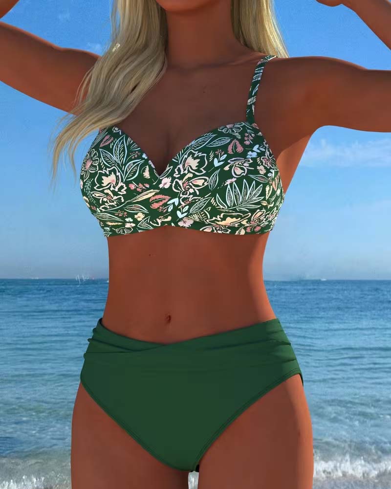 Bikini Kors Blommigt Tryck