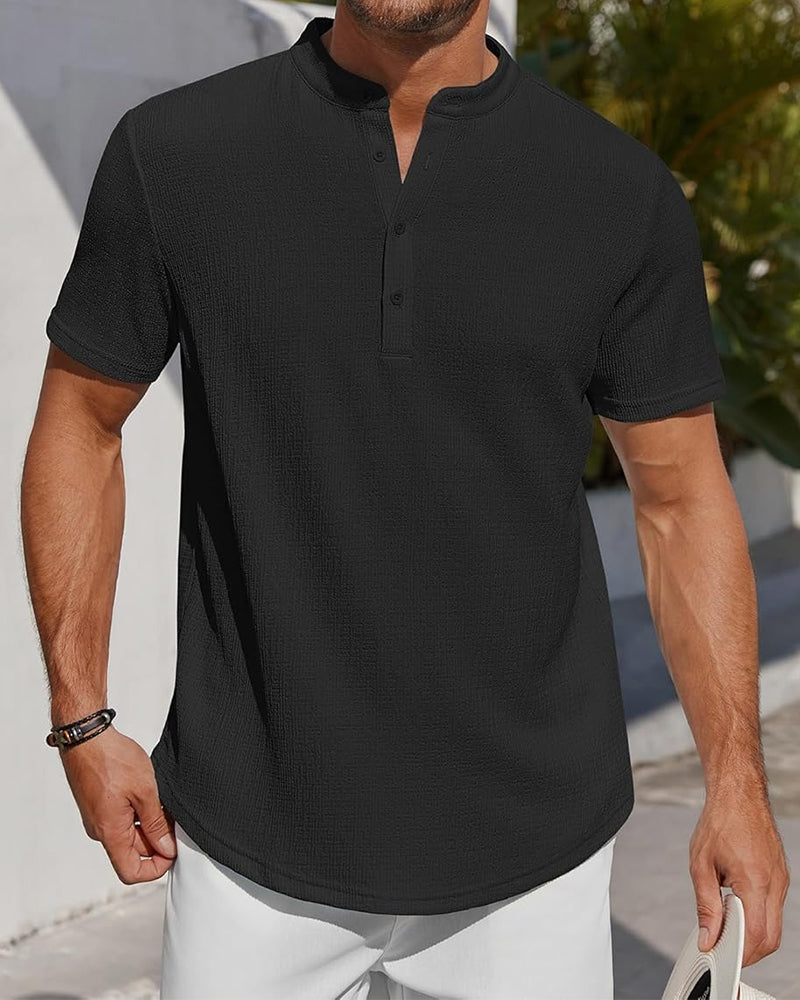 Skjorta Enfärgad Lös Henley