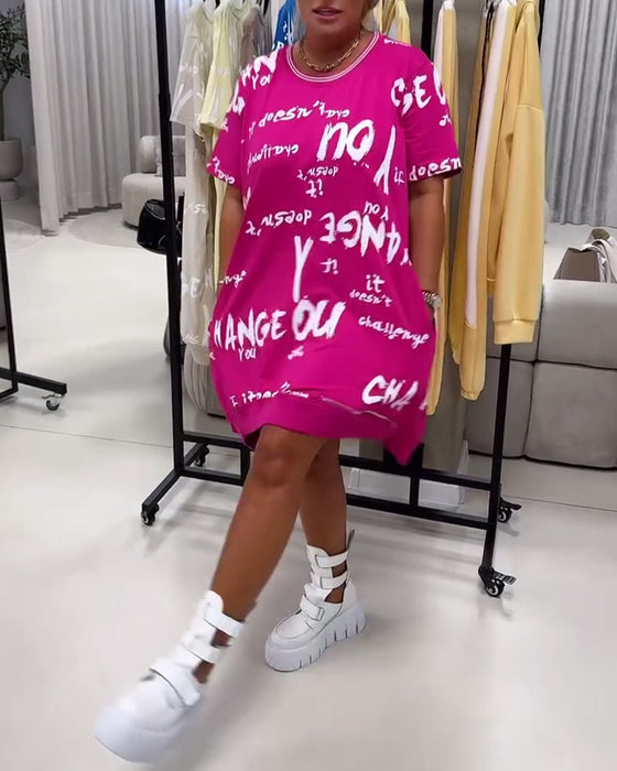 Klänning Löst Bokstavstryck