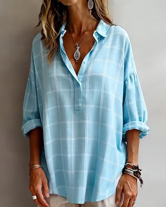 Skjorta Krageplagg Rutig Sofistikerad