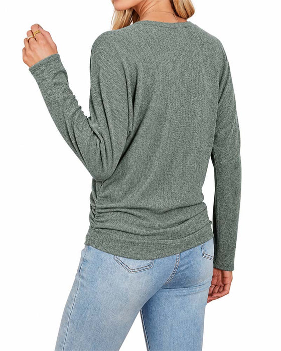 Topp Rundhalsad Solid Lång Ärm