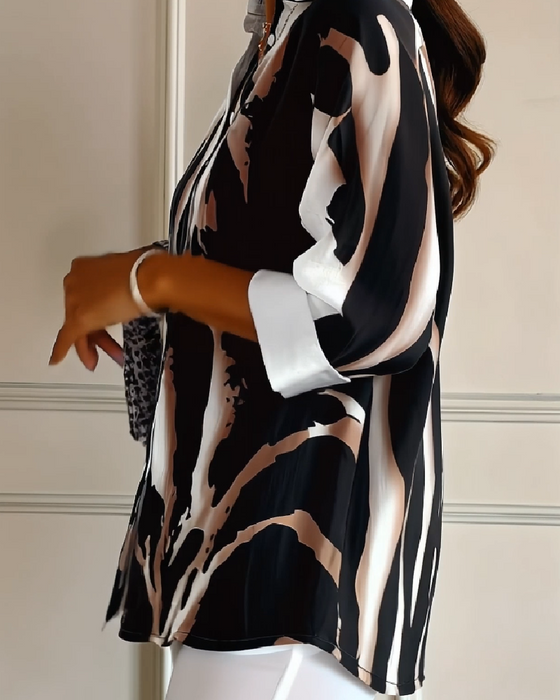 Blus Ståkrage Oregelbundet Tryckt