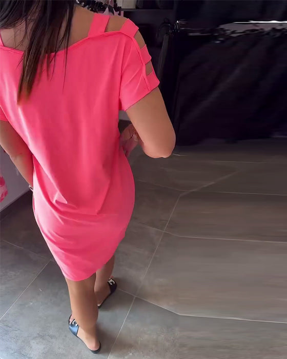 Klänning Off-Shoulder Tryckt Moderiktig