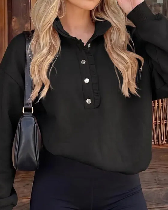 Sweatshirt Krås Knäppt Långärmad Lössittande