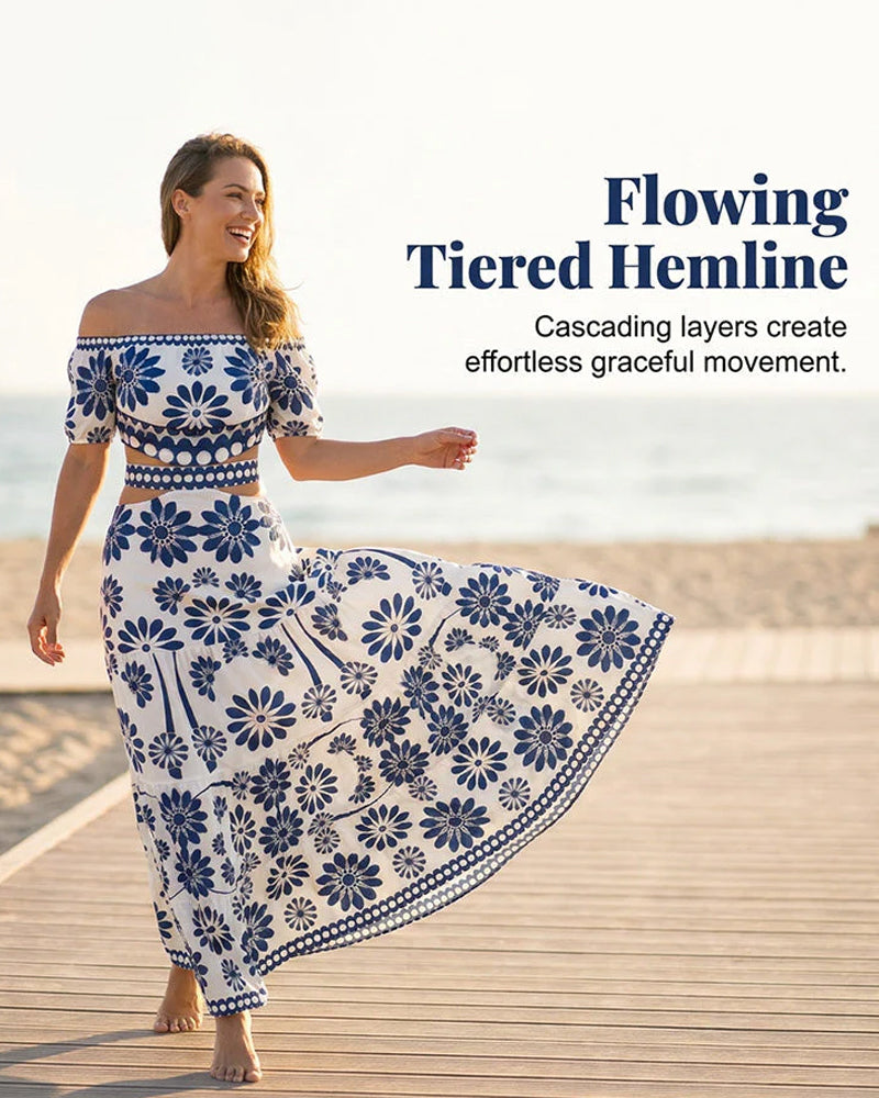 Klänning Off-Shoulder Blommig Urklipp