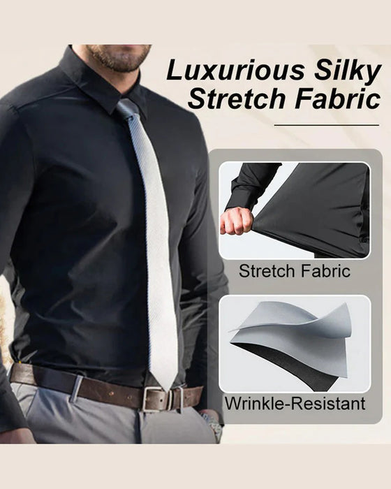 Herrlångärmad Skjorta I Enfärgad Färg