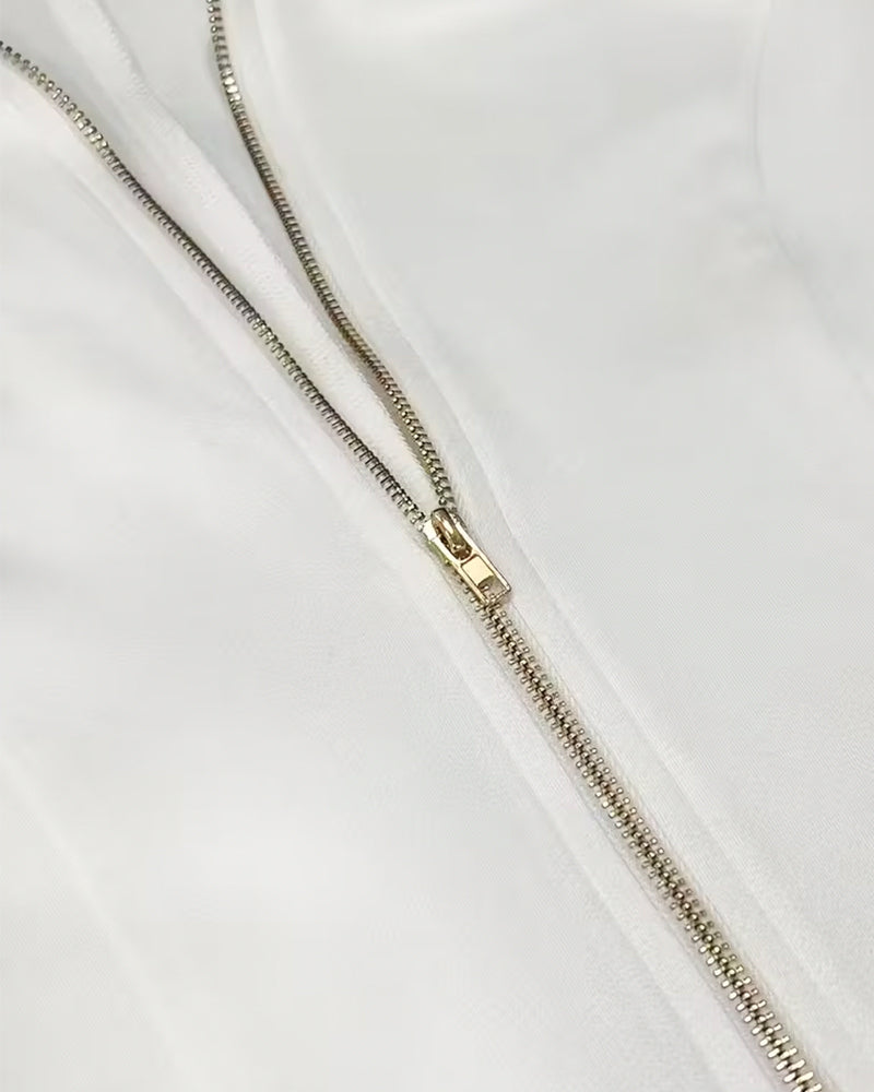 Klänning Med Dragkedjekrage Och Fransad Fåll