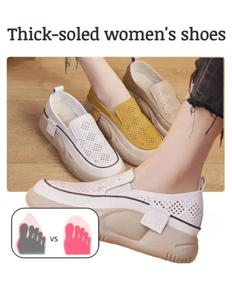 Skor Tjocksulade Dam Urholkade Loafers Rund Tå Hätta