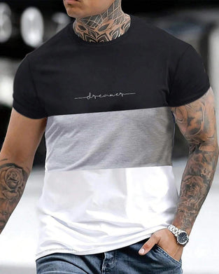 T-Shirt Färgblock Rund Hals Kort Ärm