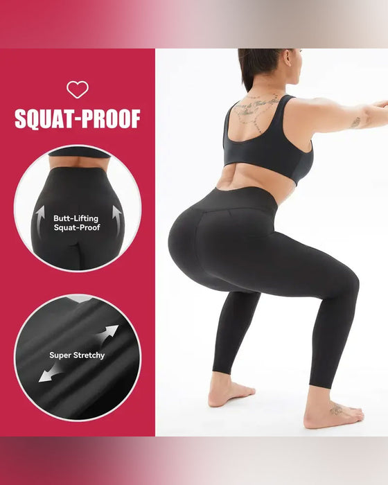 Dam Hög Midja Fleecefodrade Leggings Med Fickor