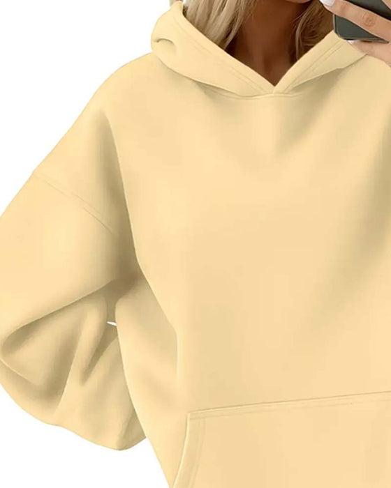 Hoodie Solid Färg Lång Ärm Casual