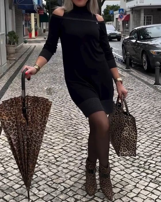 Klänning Avvikande Axel Långärmad Mode