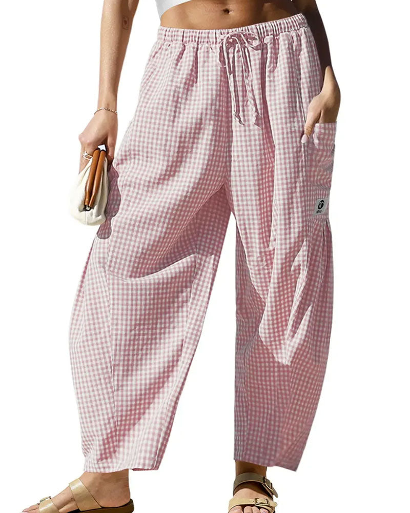 Byxor Casual Rutigt Mönster Cropped