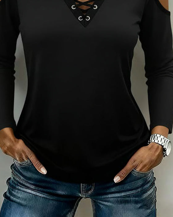 Topp Off-Shoulder Kors Lång Ärm