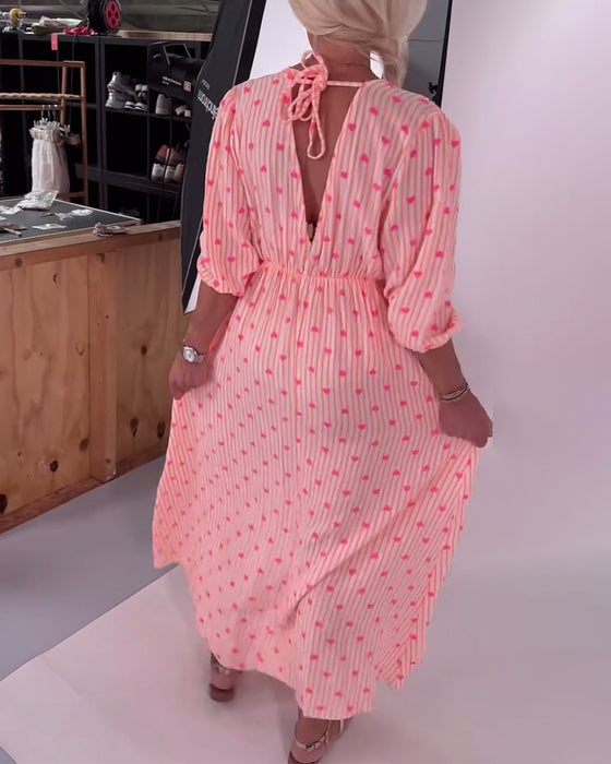 Klänning Elegant V-Ringning Hjärtmönster