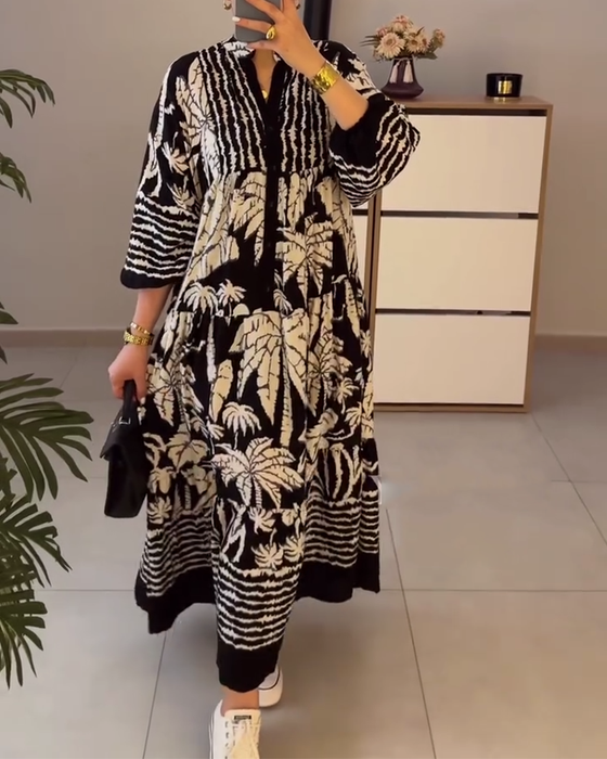 Klänning avslappnad, lös och tryckt