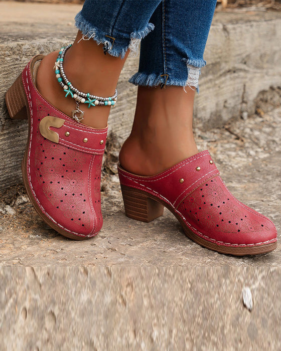 Sandaler Täckt Tå Kraftig Klack Slip-On