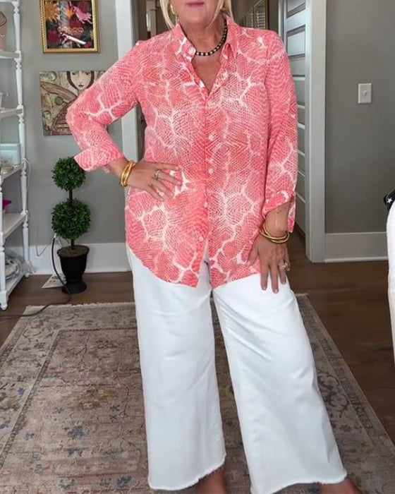 Blus Med Knappad Och Texturerad Egenskaper