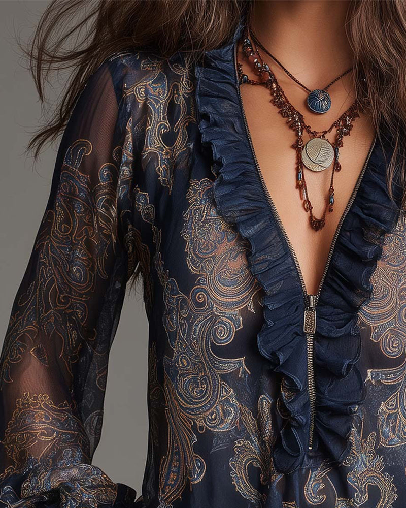 Blus Halvbläster Rysche Retro