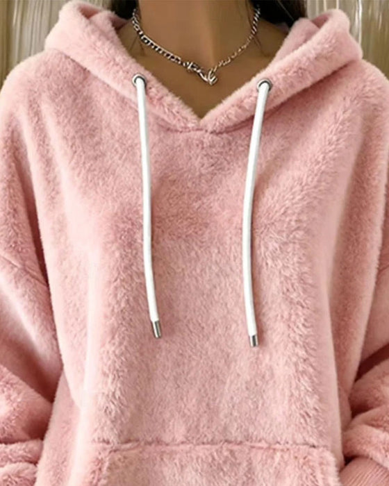 Hoodie Plysch Huvförsedd Avslappnad