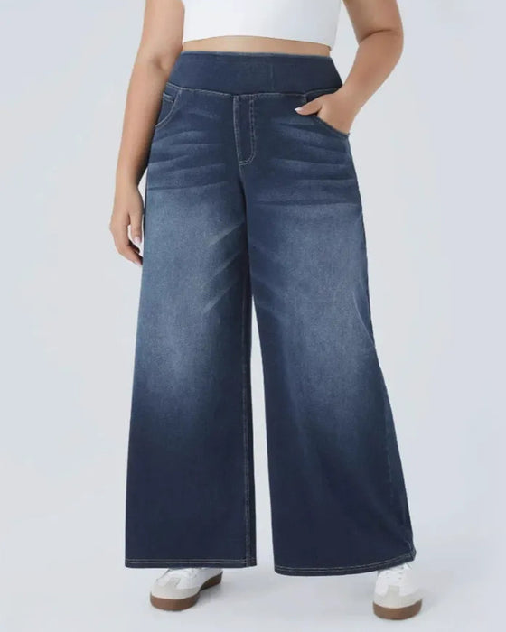 Denim Höghällda Tvättade Lössitt Baggig Casual