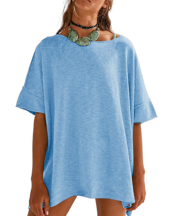T-Shirt Enfärgad Lapptäcke Halv Ärm