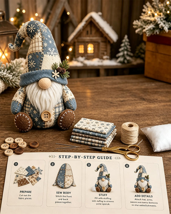 🧵 DIY Lapptäckes Tomte Kit – Skapa Din Egen Bedårande Tomte 🧙‍♂️