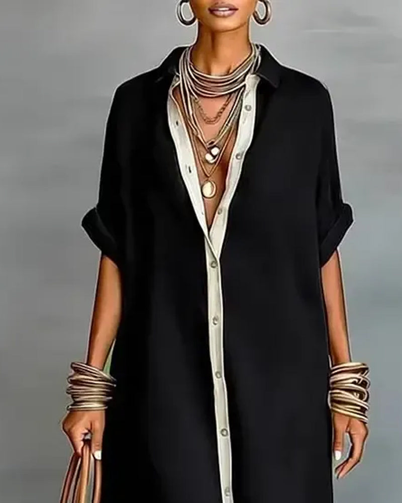 Skjortklänning Elegant Slagkrage Draperad