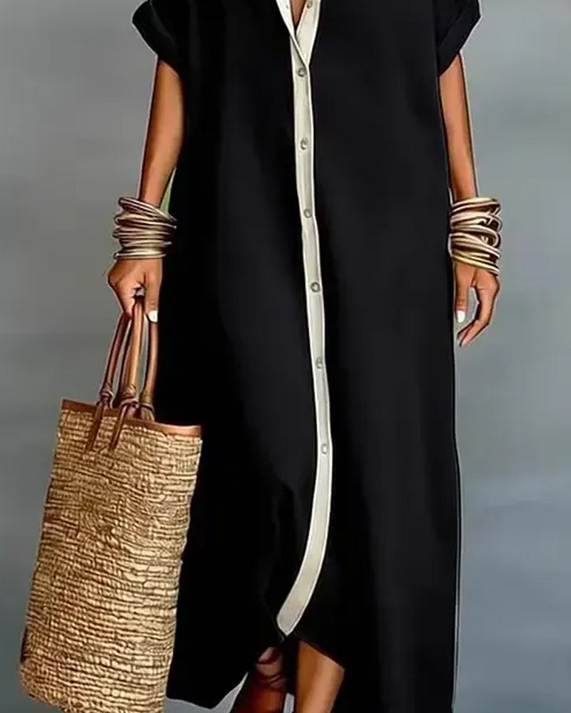 Skjortklänning Elegant Slagkrage Draperad