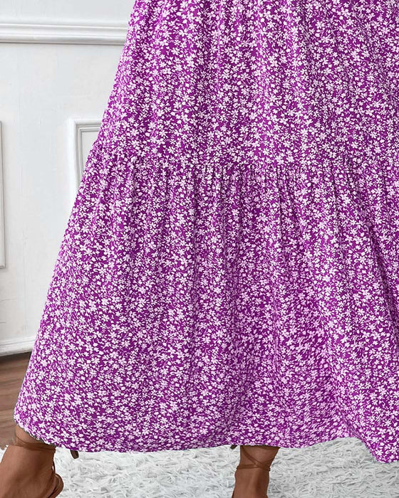 Kjol Lagerdelad Småblommig Print A-Linje Lång