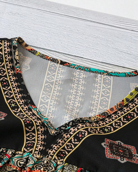 Plissad T-shirt Med Vintage-Mönster