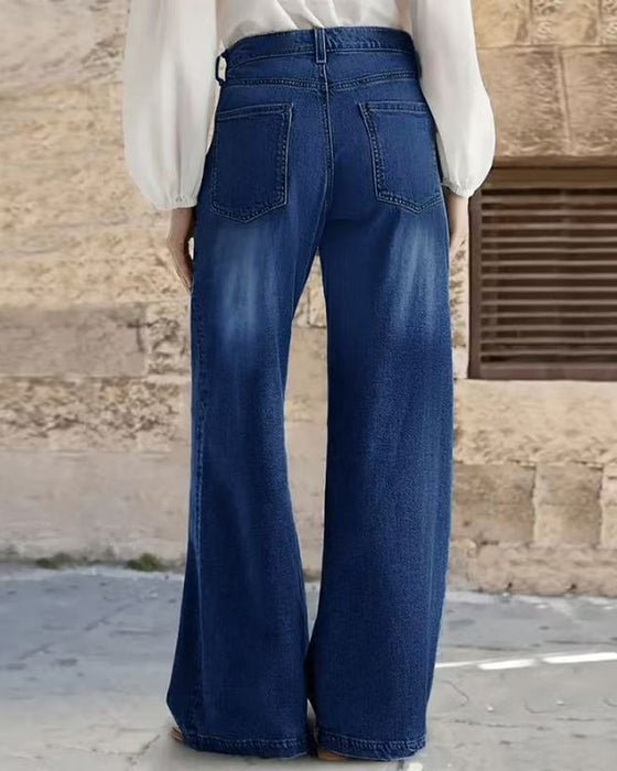 Jeans Multi-Knapp Tvättad Lös