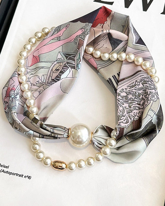 Halsband Lång Pärlprydd Silke