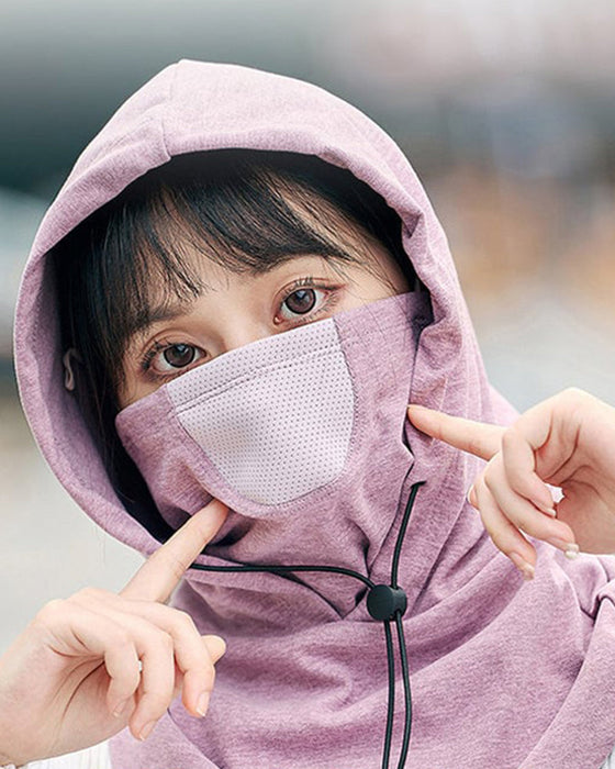 Ansiktsmask med huva och halsvärmare för cykling