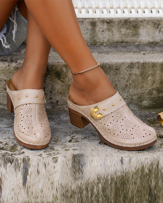 Sandaler Täckt Tå Kraftig Klack Slip-On