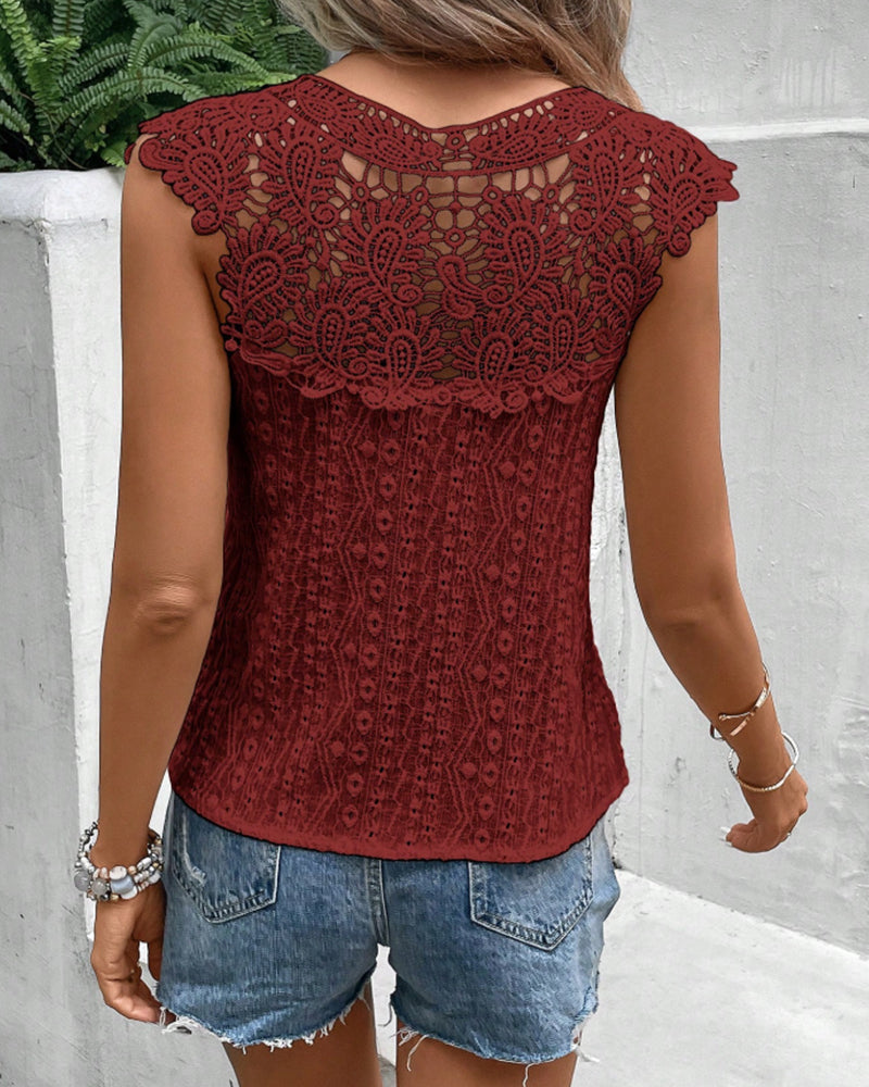 Blus Spets V-ringning Slim Fit