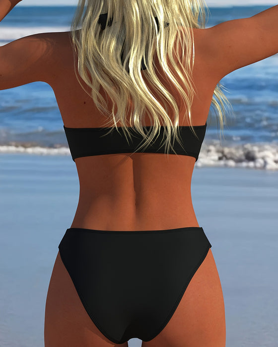 Bikini Halter Hjärta Spänne Solid Färg