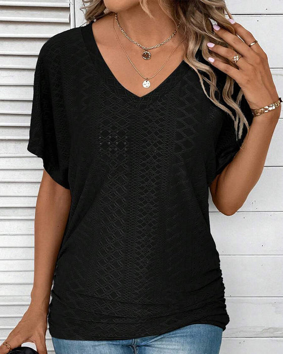 T-shirt V-ringad Enfärgad Casual