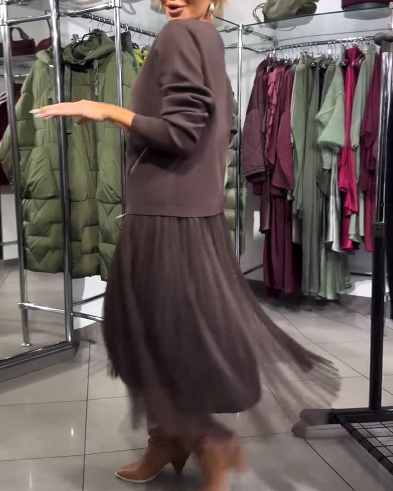 Stilrent Set Med Rundhalsad Tröja Och Dragkedjedetalj