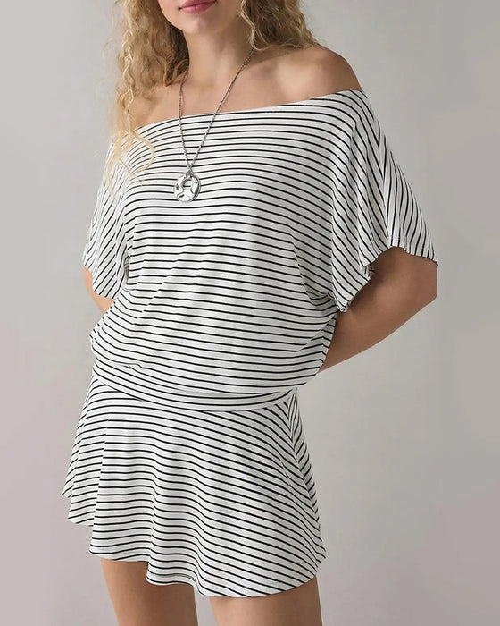 Klänning Off-Shoulder Lös Fladdermus