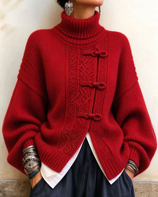 Pullover Vintage Knut Knapp Turtleneck Mode