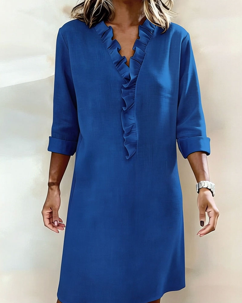 Klänning Ryschad V-Ringning Enfärgad