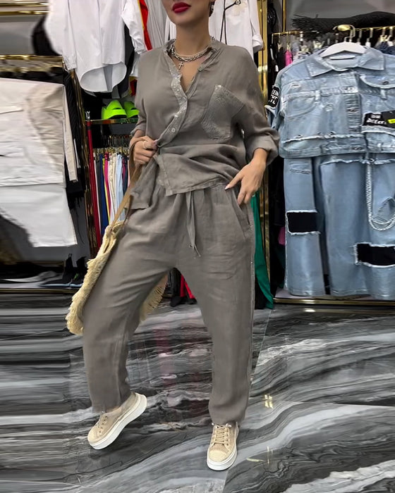 Kostym Ståkrage Ficka Avslappnad