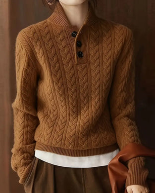 Pullover Ståkrage Flätstickad