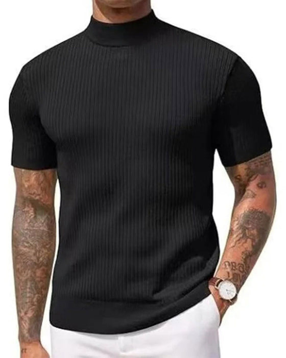 T-Shirt Mock Neck Herr Kort Ärm