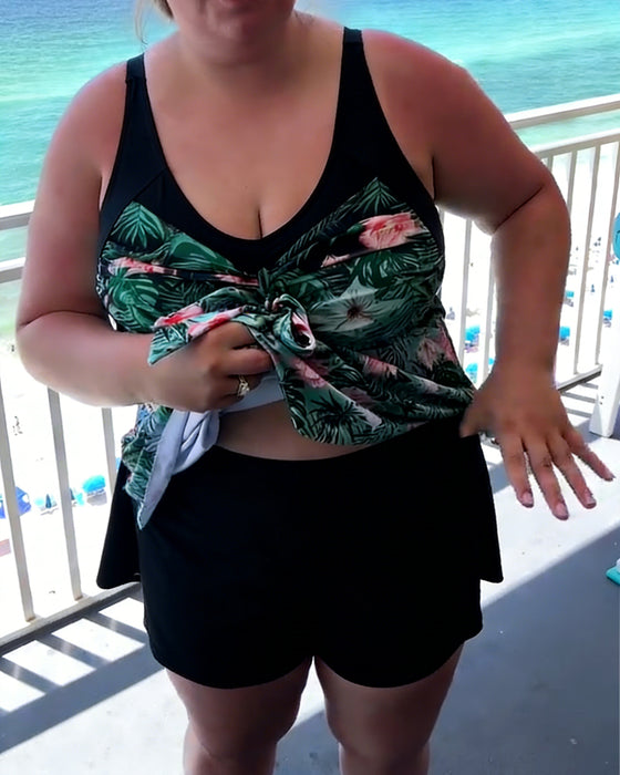 Baddräkt med tryck, avslappnad passform