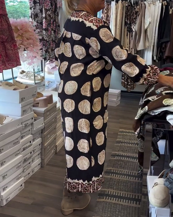 Klänning Långärmad Urringad Tryckt